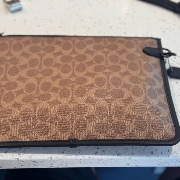 Coach Brown Laptop Bag with Monogram Pattern